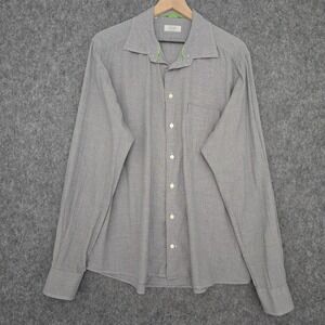 Eton‎ Shirt Mens 44 x 17.5 XL Black White Houndstooth Dress Cotton Button Up